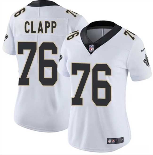 Women%27s New Orleans Saints #76 Will Clapp White 2025 Vapor Stitched Limited Jersey Dzhi